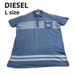 DIESEL ディーゼル 半袖ポロシャツ ブルー ボーダー メンズのサムネイル