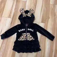 【美品】ベビードールベビー服トレーナー ミニーマウスフード ヒョウ柄