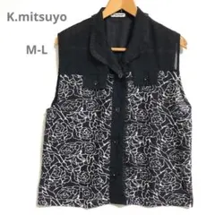 K.mitsuyo(M-L)シアーフリルレースベスト　チョッキ　カットソー薔薇