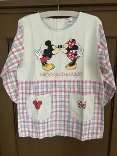 ミッキー ミニー エプロン チェック柄　保育士