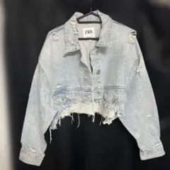 ZARA ダメージ加工 クロップドデニムジャケット