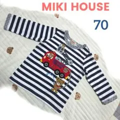MIKI HOUSE 消防車　はたらく車　プッチーくん長袖Tシャツ 70