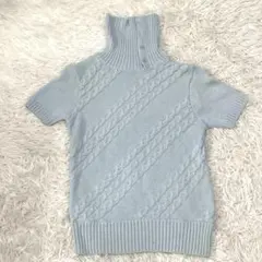 MOSAIQUE モザイク　ニット　半袖　水色　M　ハイネック　かわいい 夏服のサムネイル