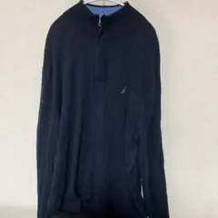 NAUTICA ネイビー ハーフジップニット XL