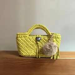 マスタード×ribbonxl ズパゲッティ マルシェバッグ イエロー
