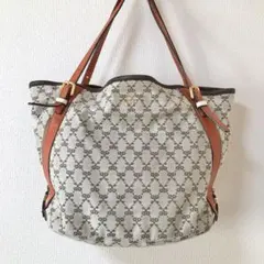 SAZABY トートバッグ ベージュ オレンジ ロゴ パターン