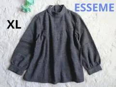 ESSEME ツイードチェック柄トップス チュニック ミドルネック大きめ XL