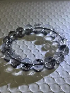 天然石高品質 エレスチャル水晶 ブレスレット 透明/グレー