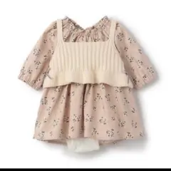 petit main ワンピース風 ロンパース ビスチェ付き 花柄 80