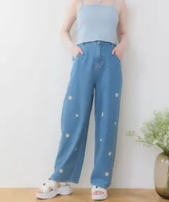 ems excite デイジー刺繍デニムPT