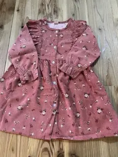 着用回数少◎SHEIN 花柄　ワンピース　コーデュロイ 生地　110㎝ ピンク