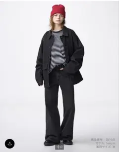 GU リラックスワイドフレアジーンズ NTQ+E ダークグレー