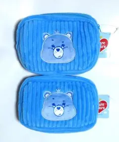 Care Bears ケアベア アップリケ コーデュロイ ポーチ ブルー 青