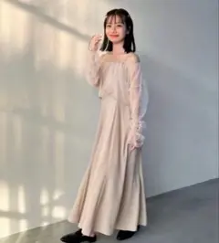 ベージュhinari オケージョンドレス パーティードレスFREEサイズ