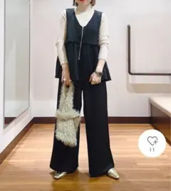 【極美品】アーバンリサーチ　イージーワイドストレートパンツ　ブラック ドット柄