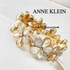 W672/ANNE KLEIN希少/マットゴールド天然シェルフラワーブレスレットのサムネイル