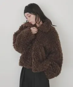 プードルファーブルゾン プードルファー ファーアウター ブラウン LIAN