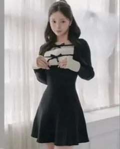 リボンファーフレアニットミニワンピース ダーリッチ darich