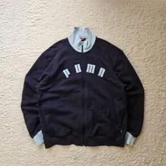 【古着】puma full zip sweat 00s navy センターロゴ