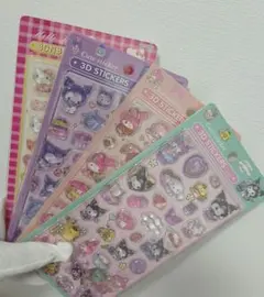 立体　硬いシール　キティ、クロミ　キャラクターシール　4枚