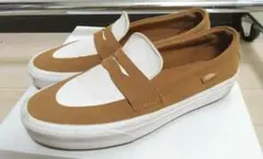 美品　VANS バイカラースリッポンローファー キャメル×ホワイト　26cm