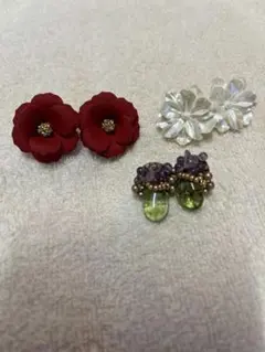 ハンドメイド花モチーフピアスセット