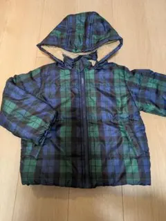110サイズ グリーン・ネイビー チェック コート