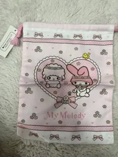 マイメロディMy Melody ハート型巾着袋 ピンク　レア　平成レトロ　希少