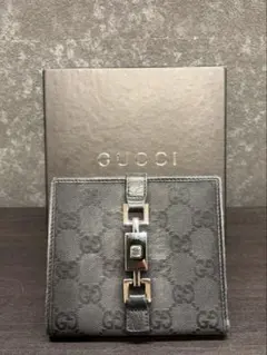 GUCCI GGキャンバス 二つ折り財布 ブラック 箱付