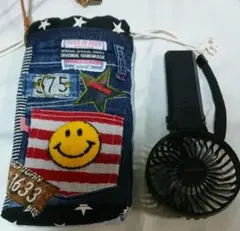 ★巾着袋バッグ デニムリメイク ハンドメイドポーチ