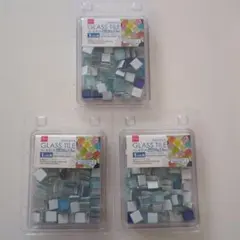 DAISO　ガラスタイル 青系 1cm 80g 3パック