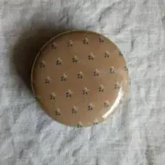 花柄デザイン ベージュ缶 直径7cm