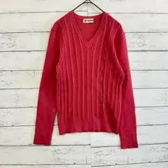 LADIES BAUME レッドニット L 秋冬 体型カバー 高見え カジュアル