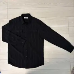黒 ストライプ 長袖シャツ メンズ