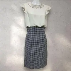 ミーア❤️切り替えワンピース❤️フリーサイズ❤️ビジュー ❤️ギンガムチェック❤️フリル