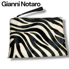 Gianni Notaro ゼブラ柄 ハラコ クラッチバッグ セカンドバッグ