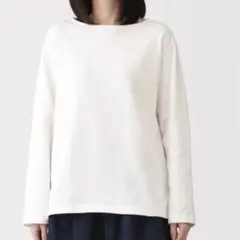 無印良品太番手ボートネック長袖ＴシャツL