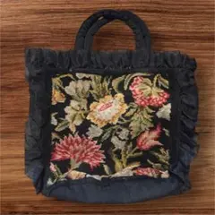 美品】CHIMAKI チマキ ゴブラン織 トートバッグ 花柄 レース タッセル