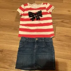 女の子　キッズ　Tシャツ　デニムスカート　baby gap 100cm