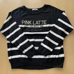 カンカン様PINK LATTE ストライプ ニット 長袖カットソー S(160)