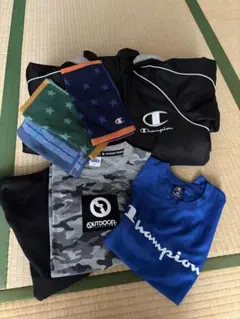 160cm ベンチコート1 Tシャツ2 パーカー1 タオルハンカチ3 計7点