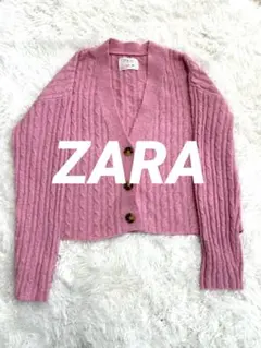Zara ピンク ケーブル編み カーディガン