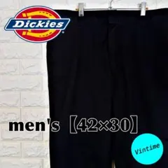 V990【Dickies】刺繍ロゴ ワークパンツ【メンズ42×30】ブラック