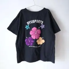 90s 00s RYU SPORTS ハイビスカス ボア 刺繍 tシャツ teeのサムネイル