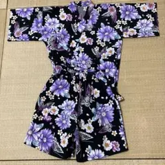 女児 甚平 140 イージーケア 花 蝶 美品