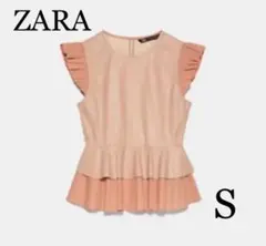 新品未使用 ZARA ザラ マッチングレザー  生地ブラウス S