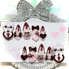 ネイルチップ サブカル 地雷系 量産型 ゴテゴテ ピンク 平成女児