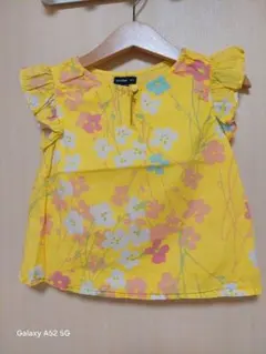 baby gap 90cm　花柄フリル袖イエローTシャツ