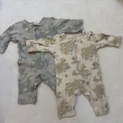 petit main 動物柄ロンパース2枚セット 70