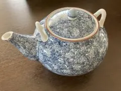 青と白の花柄急須と茶碗セット　6客セット